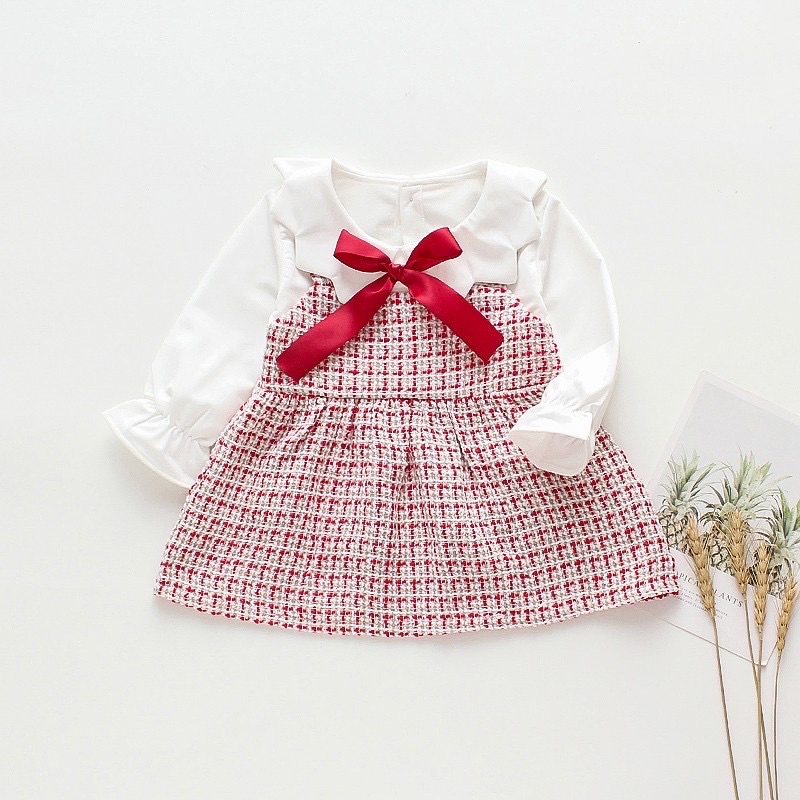 Váy Nhung Bé Gái Mặc Chơi Tết Size 8kg-18kg