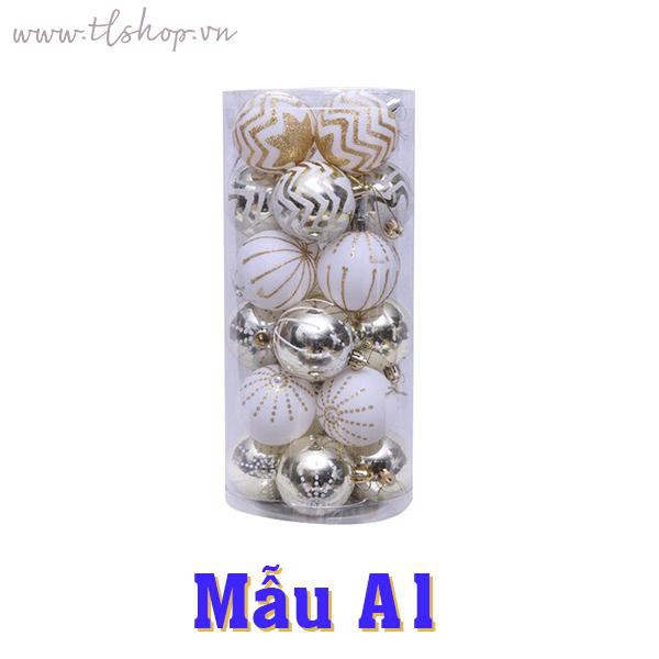 QUẢ CHÂU TRANG TRÍ 6CM - HỘP 24 TRÁI - CHÂU NOEL XANH - CHÂU NOEL VÀNG - CHÂU TRẮNG