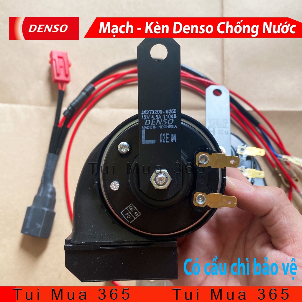 Combo Dây Mạch Relay và Kèn Sò Chống Nước Denso gắn cho xe máy ( có cầu chì )