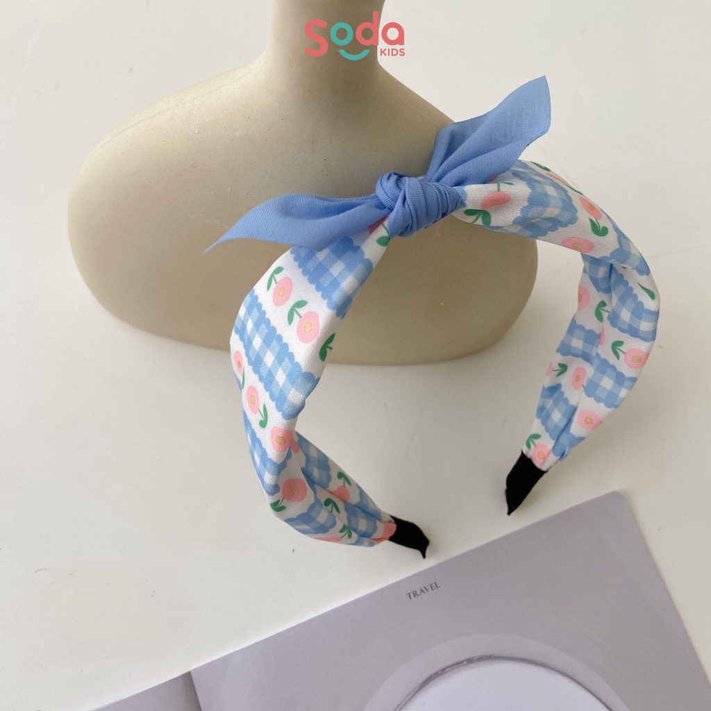 Bờm tóc bé gái SODA KIDS bản to đính nơ xinh xắn, phong cách tiểu thư Hàn Quốc