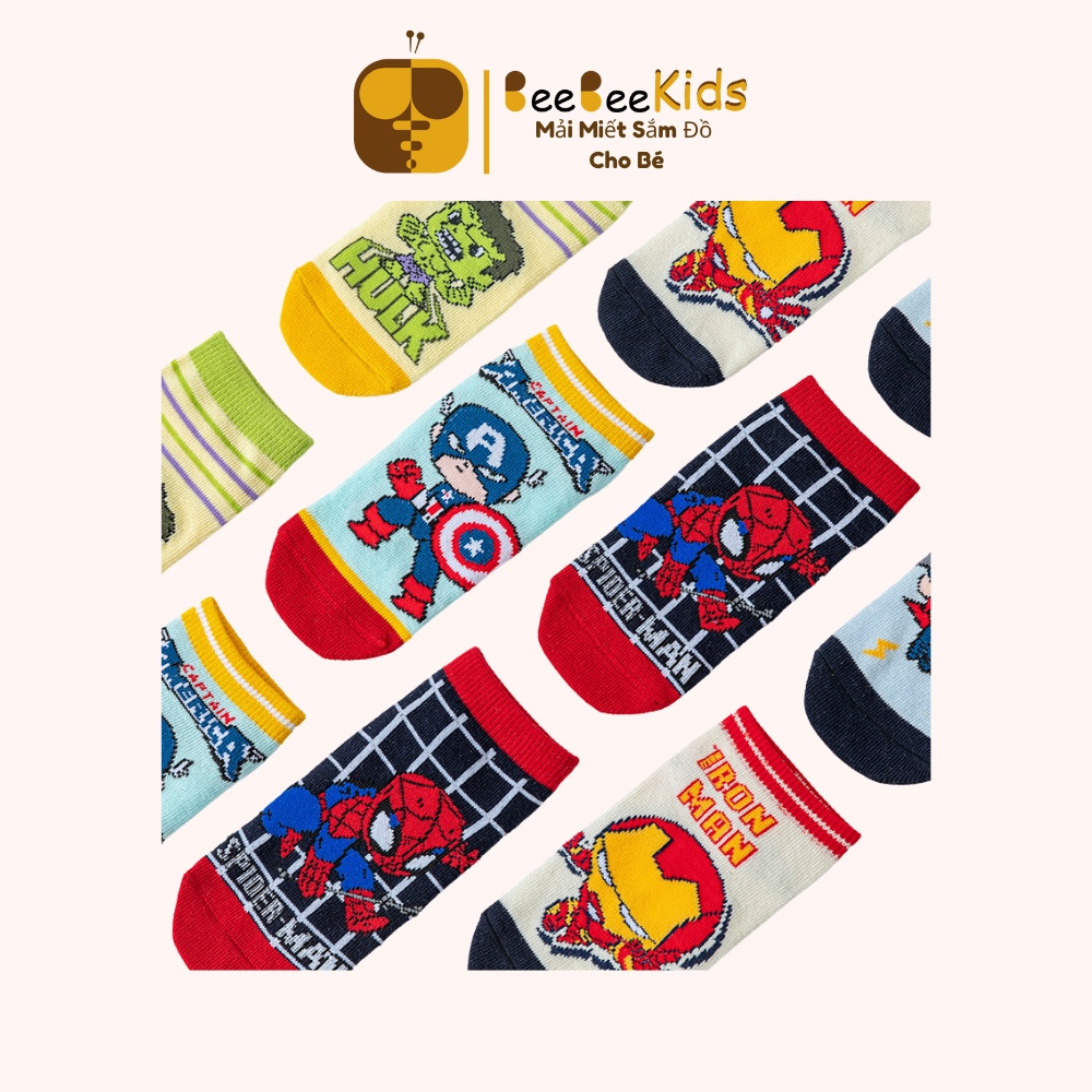 Tất Siêu Nhân Bé Trai Vớ Trẻ Em Hoạt Hình Malver Từ 0-10 Tuổi - Set 5 Đôi BEEBEEKIDS