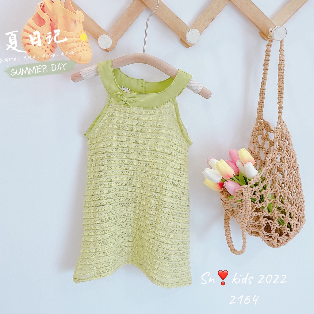 Váy Ren Cổ Yếm Xinh Cho Bé Gái