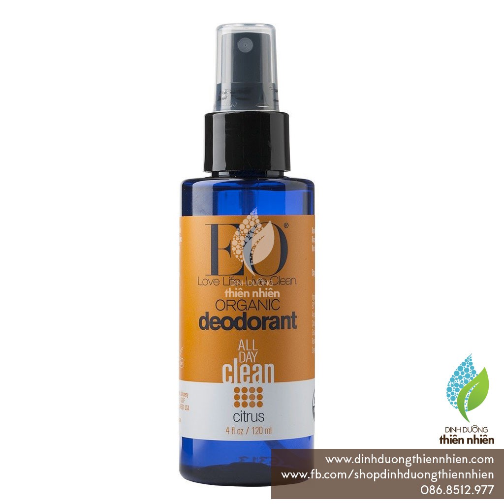 Chai Xịt Khử Mùi Hữu Cơ EO Organic Deodorant Spray, 120ml