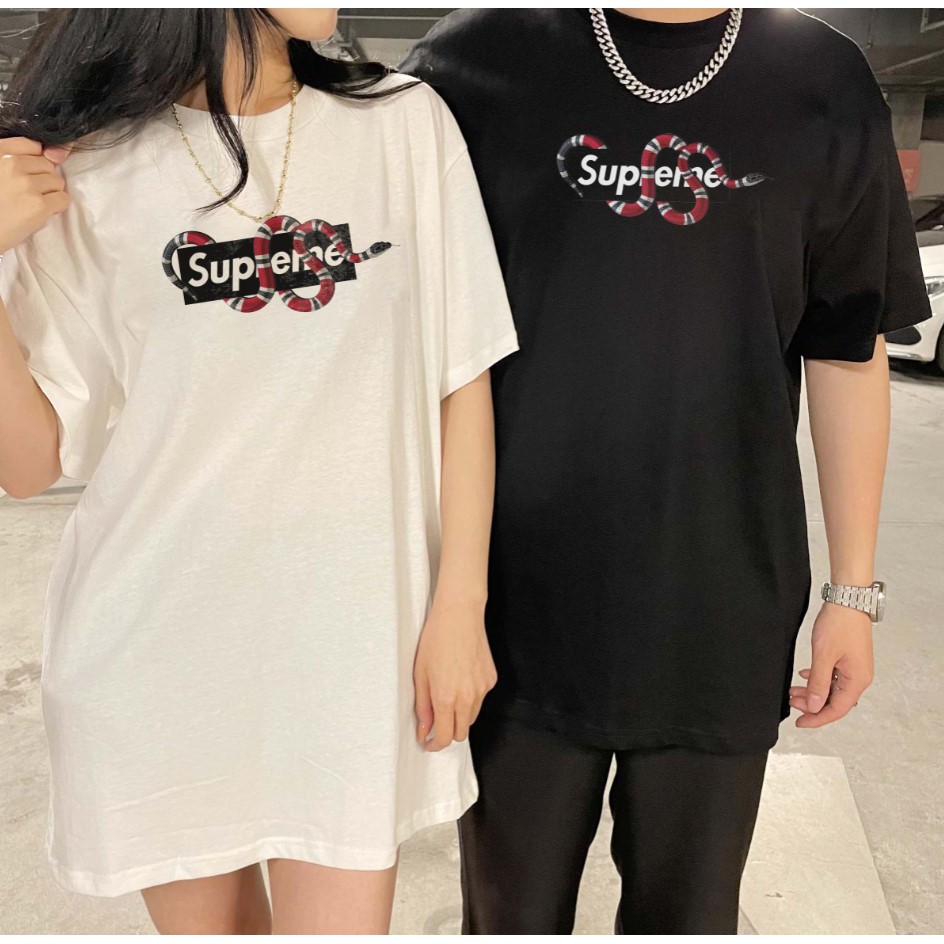 U21G /Áo phông supreme nữ form rộng tay lỡ unisex, áo thun supreme nữ form rộng tay lỡ unisex cotton AT090 Miucho in log