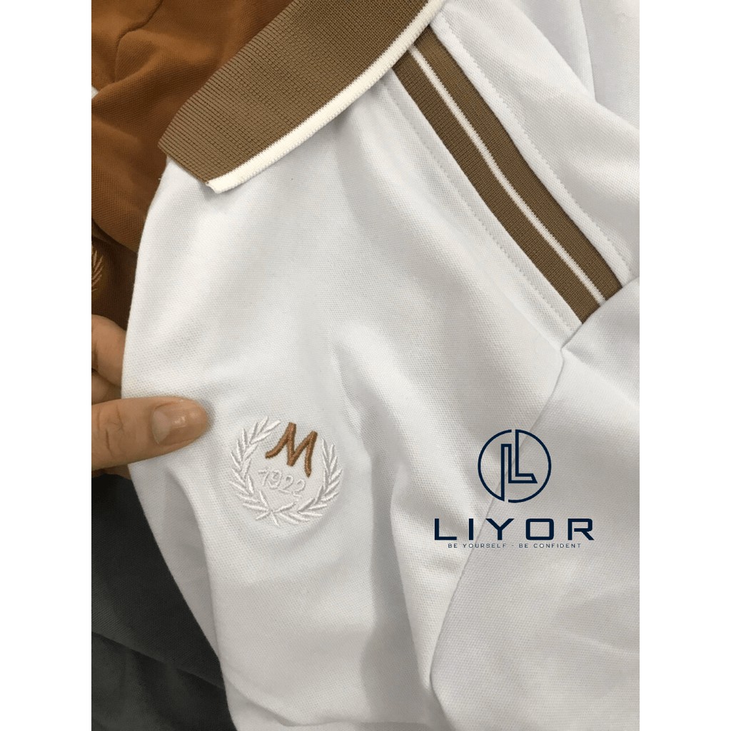 Áo thun nam  polo thêu hình bông lúa chữ và số phong cách - Liyor - ACB4024