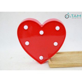 [TẶNG KÈM PIN-TRANG TRÍ CƯỚI] Trái tim đèn Led màu đỏ để bàn số 7