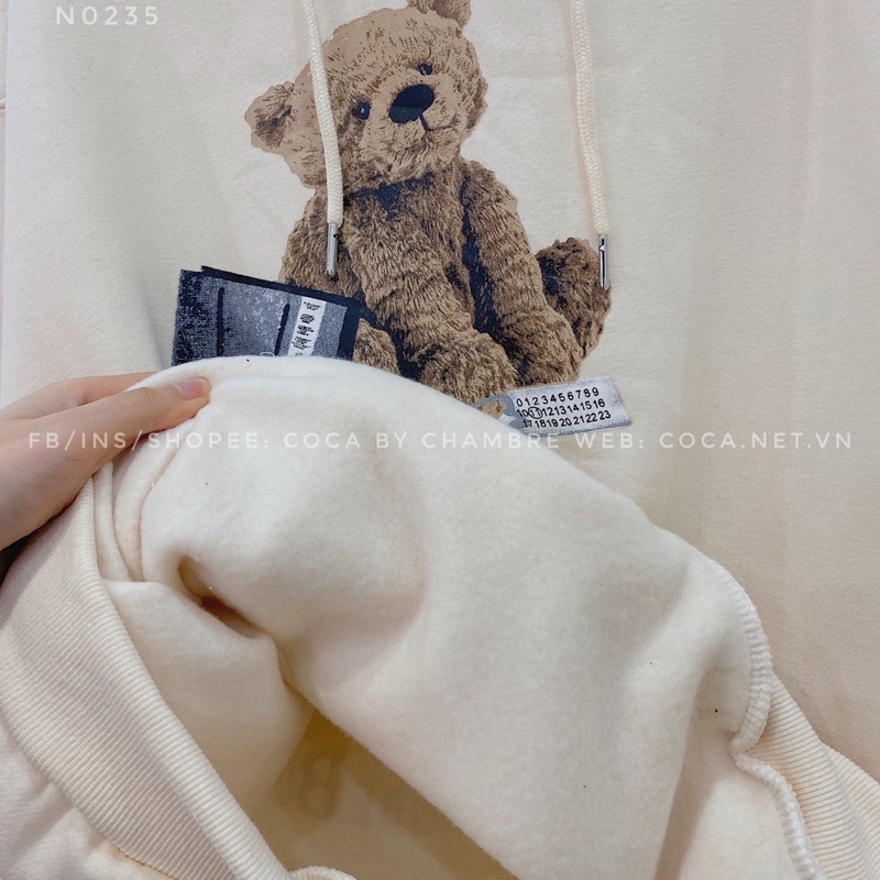 [N0235]🧸 Áo HOODIE nỉ bông dày chú gấu MONS form rộng dài (Có sẵn/ảnh thật) | BigBuy360 - bigbuy360.vn