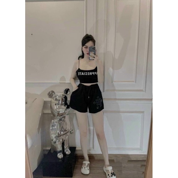 ÁO 2 DÂY CHỮ CÓ ĐỆM DÁNG NGẮN TÔN VÒNG 1 MS80157