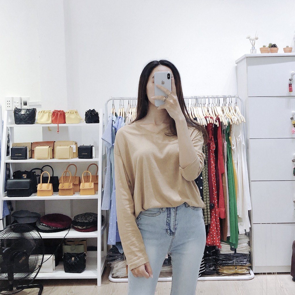 Áo phông cổ V tay dài (+hình thật)