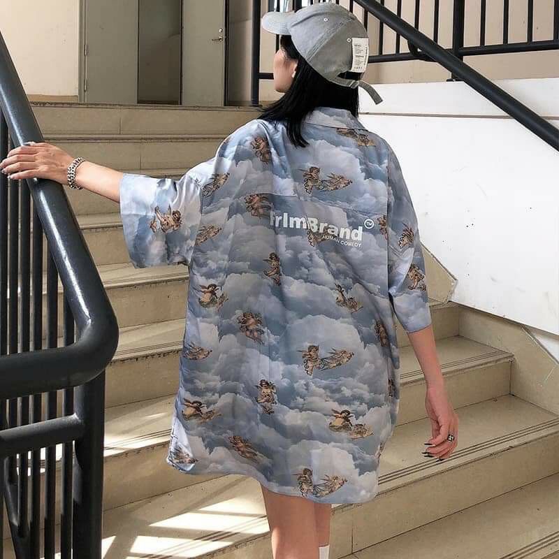 Áo Sơ Mi Tay Ngắn Unisex Cổ Bẻ Phong Cách Hàn Quốc Freesize