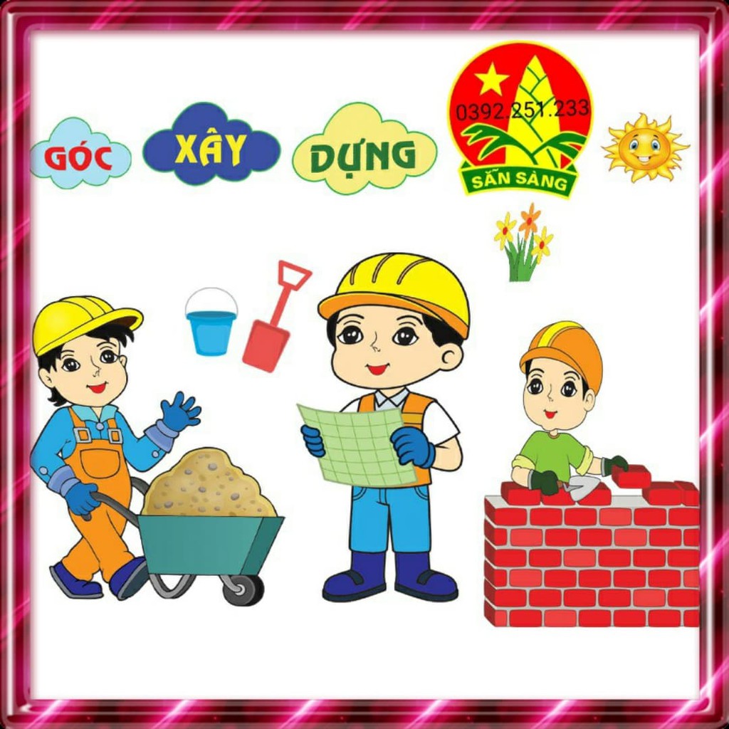 Tranh góc mầm non các chủ đề góc xây dựng góc nghề nghiệp nội trợ... [Xốp đẹp + Tặng Keo]