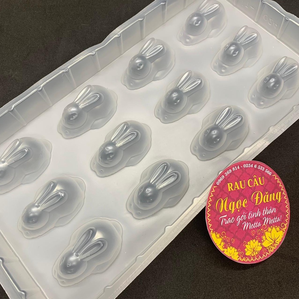 Khuôn nhựa trắng hình thỏ làm thạch, topping trà sữa, kẹo dẻo, kẹo chip