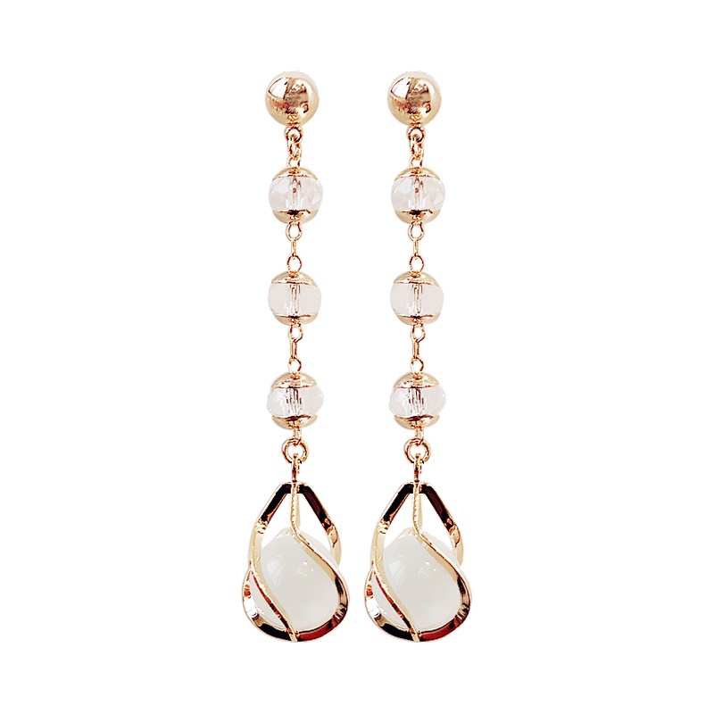 Khuyên Tai Dáng Dài Đính Đá Pha Lê Tua Rua Xinh Xắn