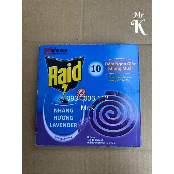 COMBO 05 HỘP NHANG MUỖI RAID MÙI LAVENDER