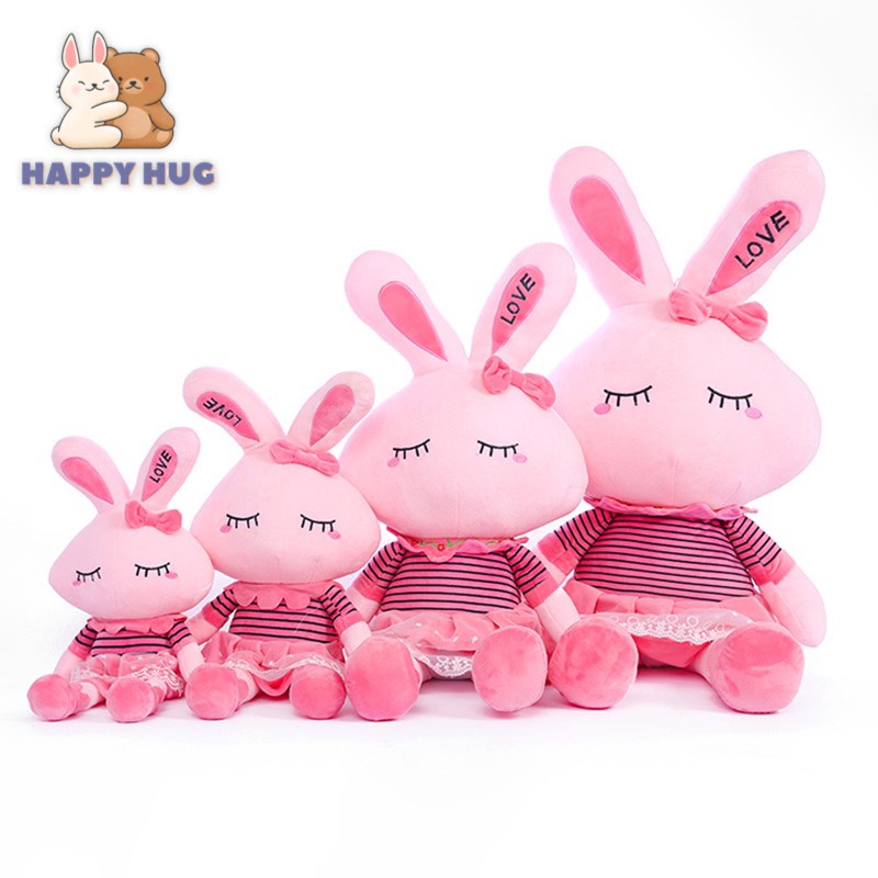 Gấu bông to, thú bông thỏ híp hồng cao cấp size đại 80/60cm, gấu bông dễ thương cho bé gái - Happy Hug