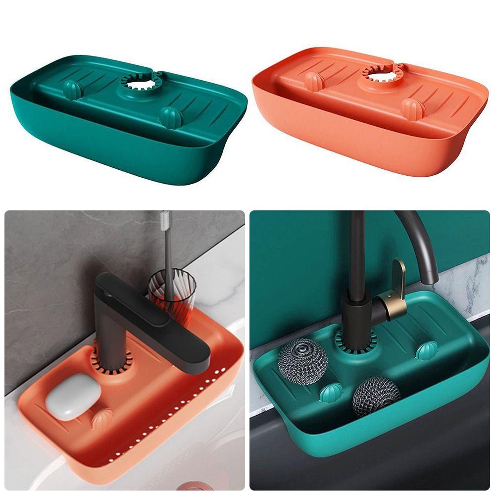 1 Khay Đựng Đồ Dùng Gắn Vòi Nước Bồn Rửa Chén Tiện Dụng Cho Nhà Bếp