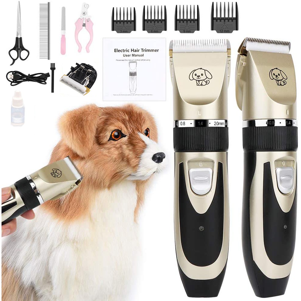 [BỘ LÀM ĐẸP CÚN CƯNG] Tông đơ cắt lông chó mèo Pet Grooming Kit, Máy cắt tỉa lông chó, lược,kéo,chăm sóc móng thú cưng