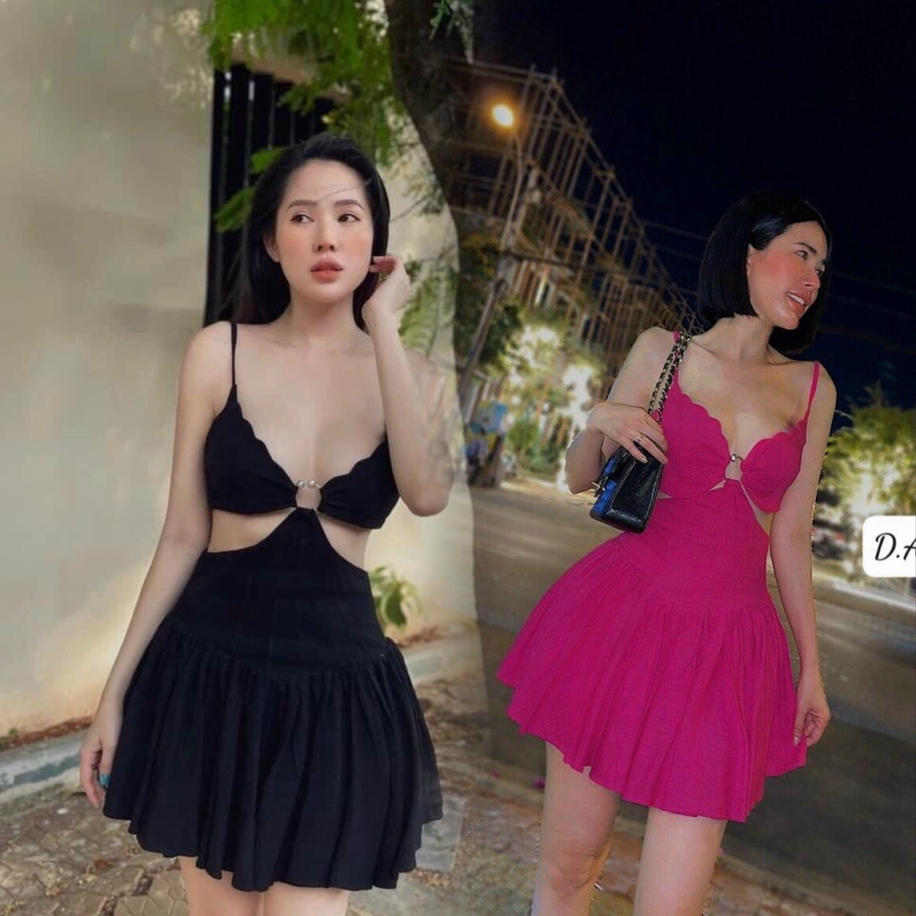 Váy xòe 2 dây khoét eo xinh xắn
