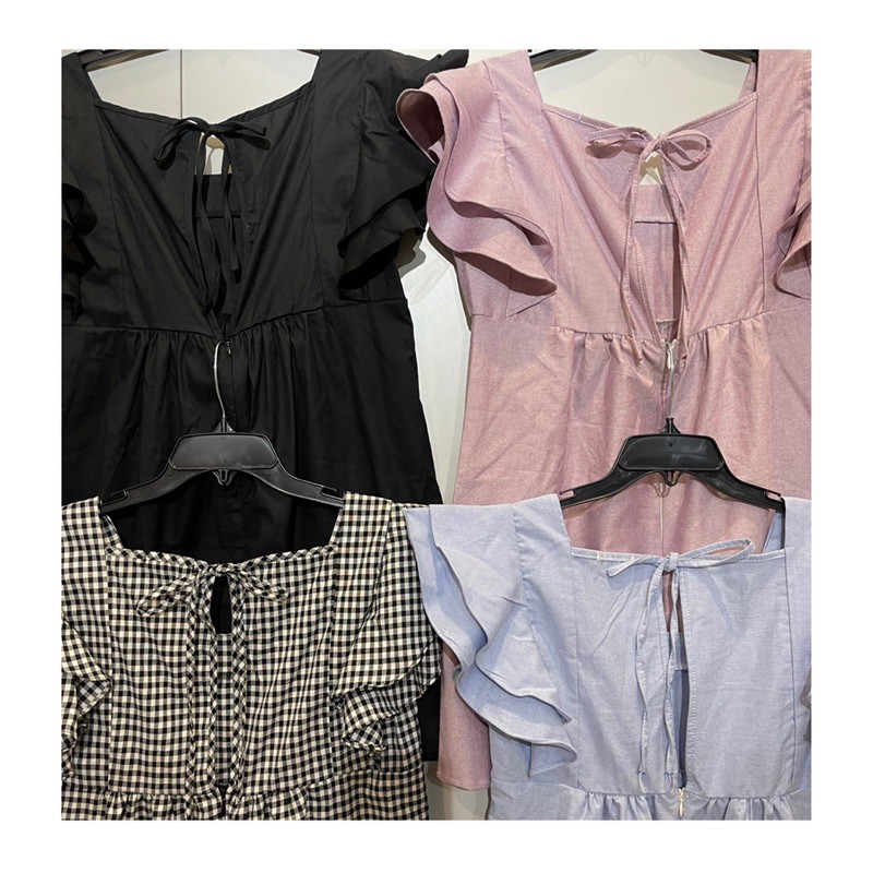 Đầm Suông Tay Cánh Tiên Cột Nơ Sau F.21