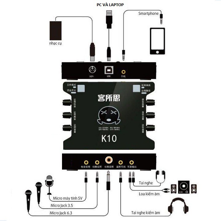 Bộ Sound Card K10, + Mic Thu Âm Livestream AQ220 Cam Kết Chính Hãng Hát Cực Hay