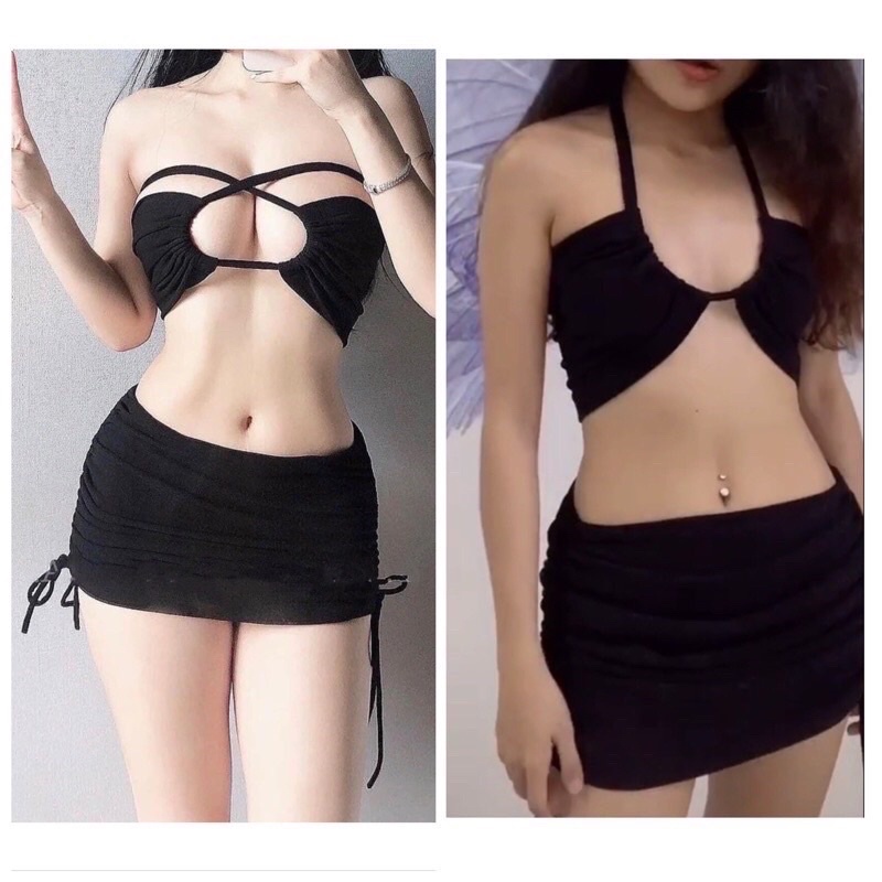 Bikini 2 mảnh phối chân váy rút nhiều màu siêu iu