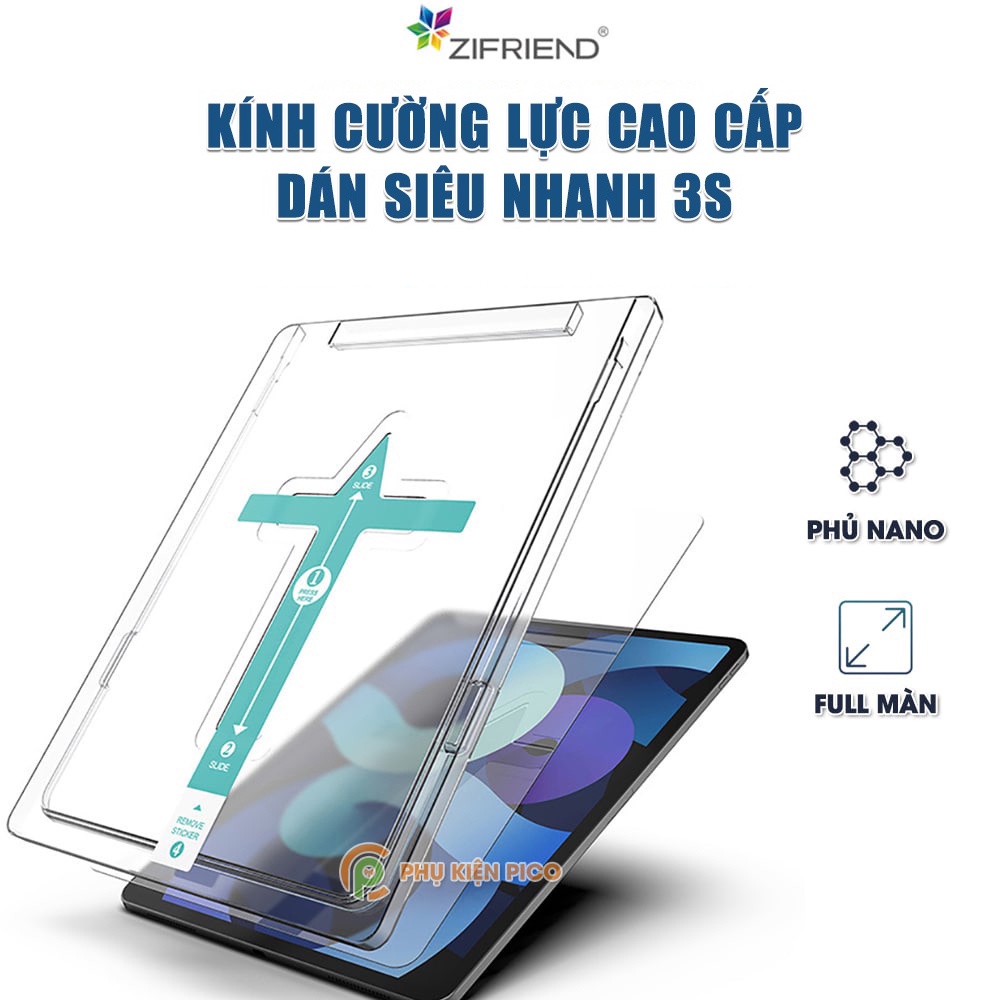 Kính cường lực chính hãng ZIFRIEND khung dán tự động full màn hình cho Ipad Air 5 2021
