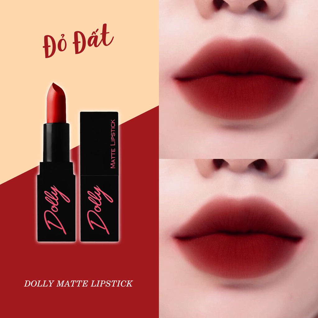 [Đỏ Đất] Dark Rose Son Sáp Phủ Phấn Dolly Không Chì Màu Đỏ Đất