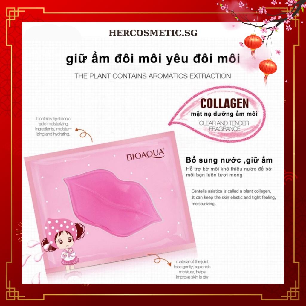 Mặt nạ môi Collagen Bioaqua - mask giấy ngủ dưỡng môi dưỡng ẩm 8gr