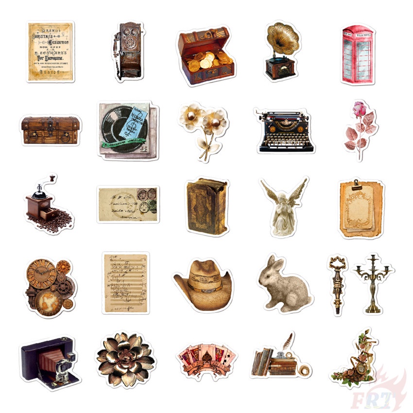 ❉ 02 Sticker Victorian Memory Series ❉ Bộ 50 Miếng Dán Trang Trí Vali Laptop Ván Trượt DIY Thời Trang