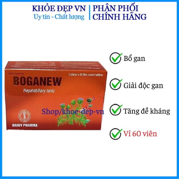 Viên uống BOGANEW hộp 100 viên - Bổ gan - lợi mật - Tăng cường chức năng gan