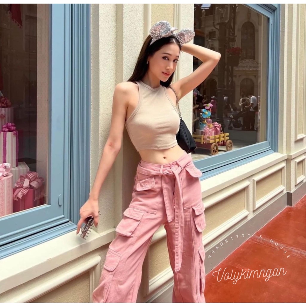 Quần suông túi hộp dây lưng