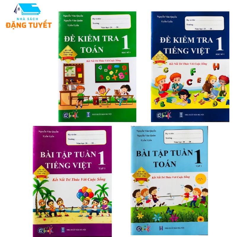 Sách - Combo Bài Tập Tuần và Đề Kiểm Tra Lớp 1 kết Nối tri Thức Với Cuộc Sống - Môn Toán và Tiếng Việt  Học kỳ 1(4 cuốn)