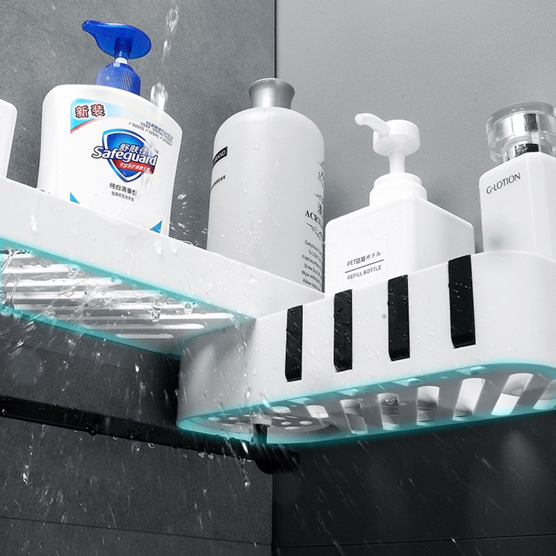 Giá đỡ góc tường đựng đồ dùng nhà tắm/ nhà vệ sinh bằng nhựa gắn tường tiện dụng