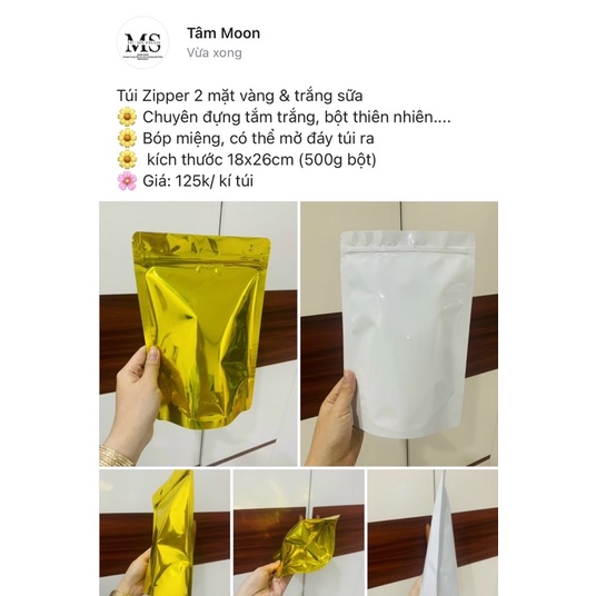 1kg túi zipper đựng tắm trắng kích thước 18x26cm