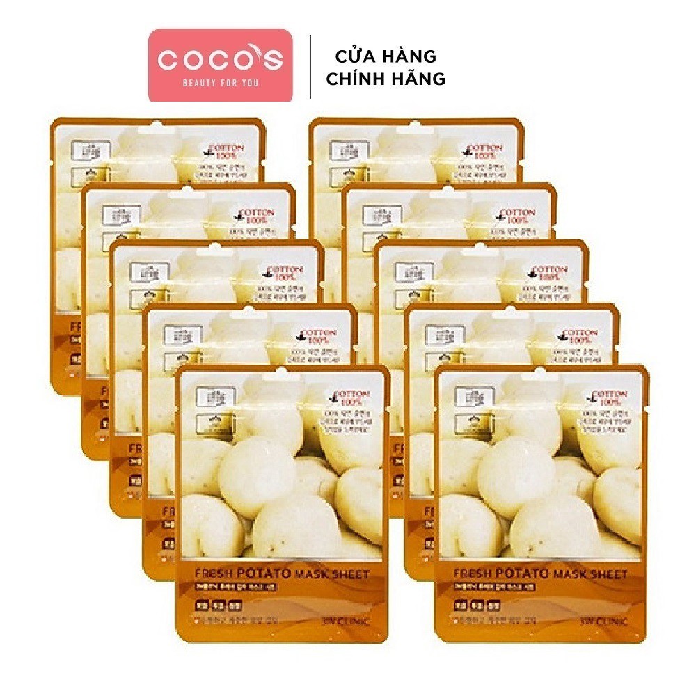 Bộ 10 Mặt Nạ Dưỡng Trắng Da Chiết Xuất 3W Clinic Fresh Potato Mask Sheet (23gx10) - 3W Khoai Tây