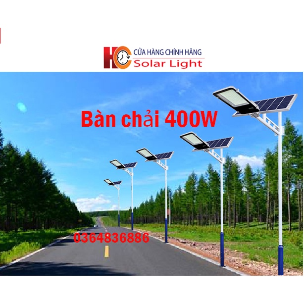 Đèn năng lượng mặt trời  bàn chải HC SOLAR LIGHT 400W, Vỏ nhôm, Tấm pin NLMT rời, Ánh sáng trắng