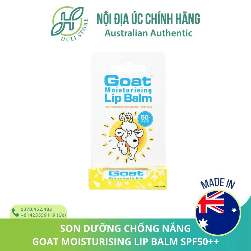 Son dưỡng môi sữa dê chống nắng Goat Moisturising Lip Balm với SPF 50+