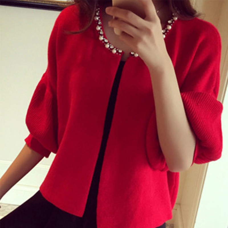 Áo khoác Cardigan tay phồng màu trơn thời trang cho nữ