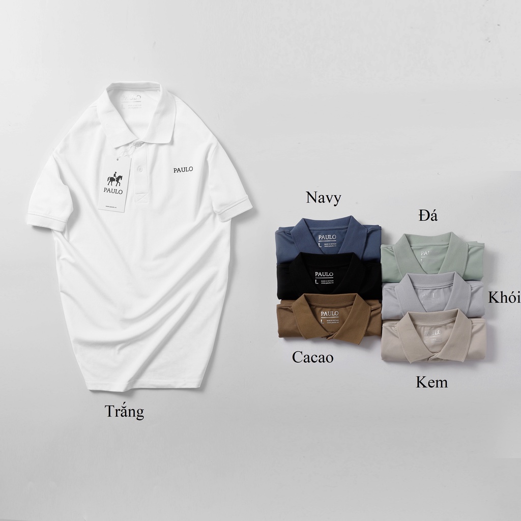 Áo thun POLO nam cổ bẻ BASIC CVC vải cá sấu Cotton kháng khuẩn, chống nhăn, thoáng mát - PAULO