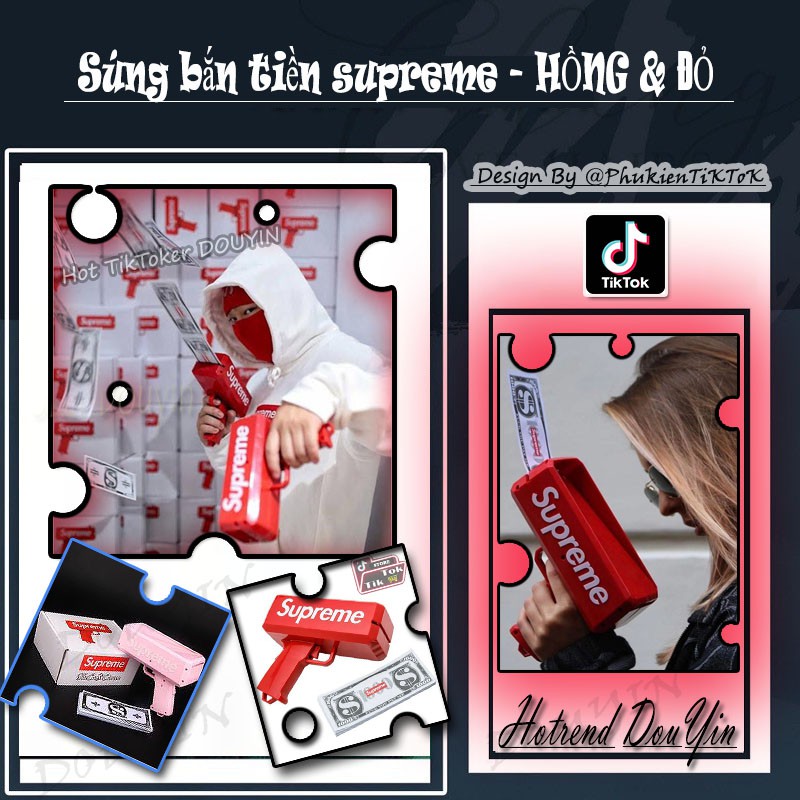 SÚNG BẮN TIỀN Supreme Full Box Tặng Kèm 100 Tờ Tiền Dolar