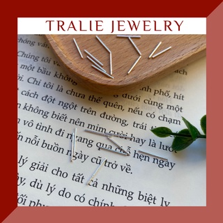 Bông tai bạc 999 Tralie Jewelry trơn giúp tránh bị bít tai, khuyên tai bạc unisex basic fungus stick