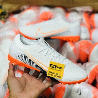 Giày Bóng Đá Mercurial Vapor 13 Pro Trắng Đen Vạch Cam HQ TF