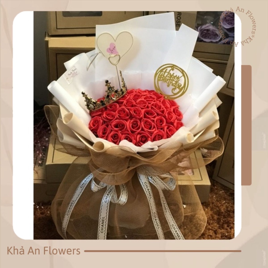 [Nowship] Bó hoa sáp 4 lớp cao cấp 40bông gói siêu to kiểu Hàn Quốc. Hà Nội có Nowship nhận sau 2h