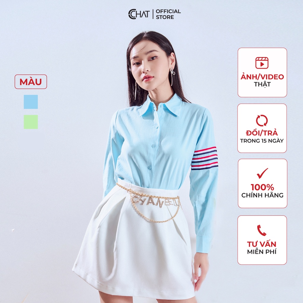 Áo Sơ Mi Nữ 𝐂𝐂𝐇𝐀𝐓 Đè Dây Một Bên Tay Chất Đũi Cao Cấp Phong Cách Trẻ Trung 12SDD8011ST