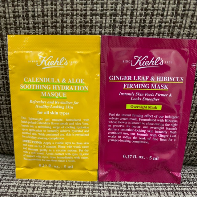 Kiehls Sample Mặt Nạ Hoa Cúc, Mặt Nạ Ngủ Gừng, Mặt Nạ Đất Sét Kiehl's Mask Mini