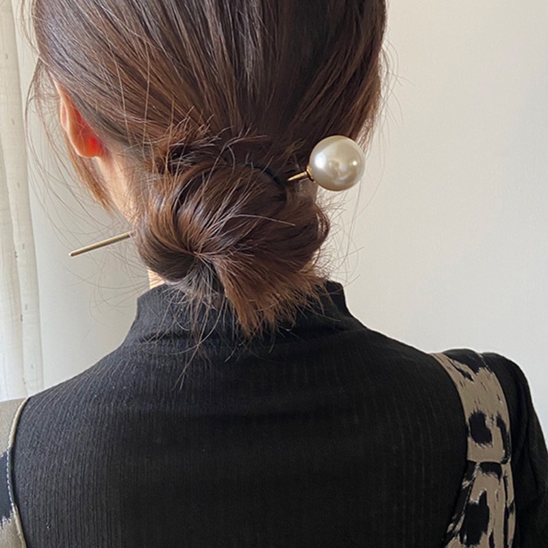 Kẹp Tóc Kiêm Giá Đỡ Đính Ngọc Trai Giả Bằng Kim Loại Phong Cách Vintage