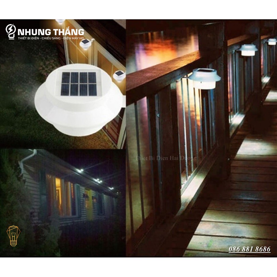 Đèn LED Gắn Tường Năng Lượng Mặt Trời MT-153 - 3 Mắt Led Chiếu Sáng Lối Đi - Chân Cầu Thang - Hàng Rào - Hành Lang