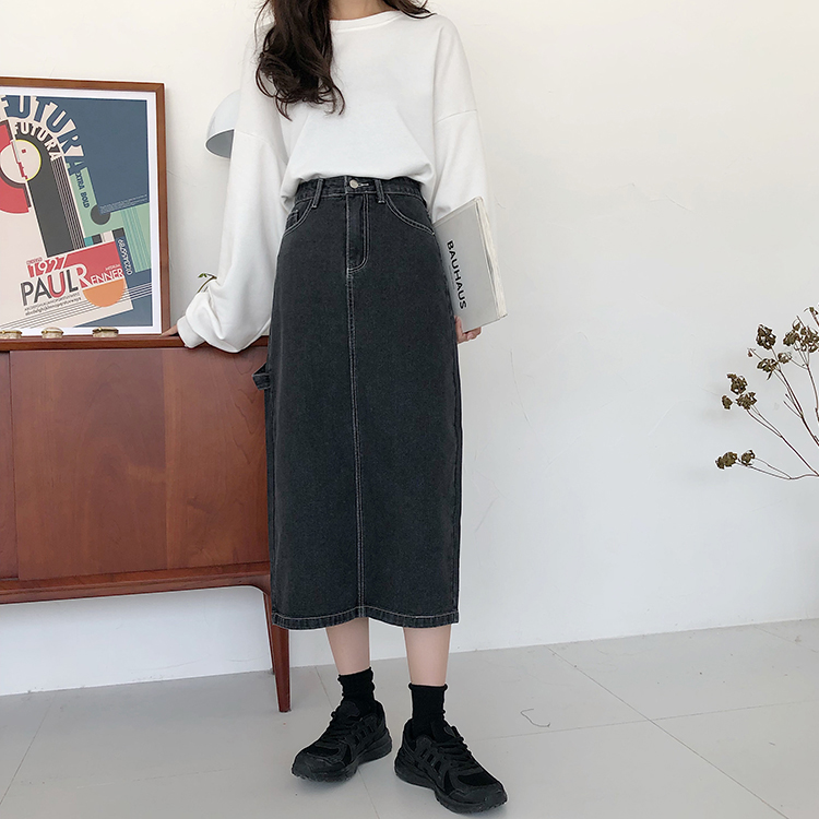 Chân Váy Denim Lưng Cao Xẻ Tà Xiaozhainv Phong Cách Hàn Quốc Cho Nữ | BigBuy360 - bigbuy360.vn