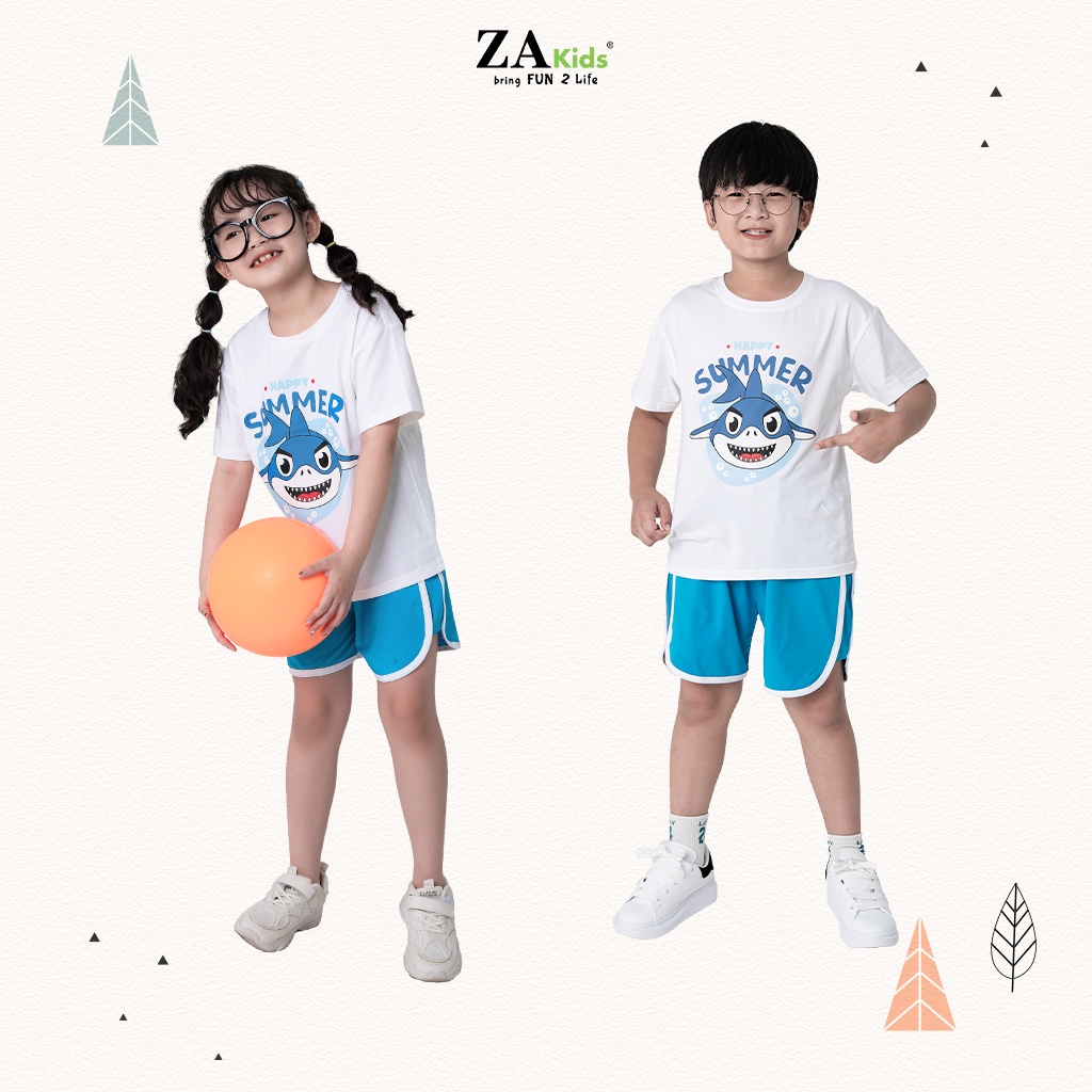 Bộ Quần Áo Thun Ngắn Tay Bé Trai Và Bé Gái  ZA KIDS ZA22017TN