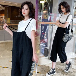Set quần yếm ống rộng kaki kèm áo thun - viet_star